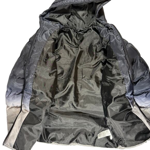 Boys XL Blue Ombre Puffer Jacket Hooded Zip Pockets Winter Coat 100% Polyester - Picture 3 of 8